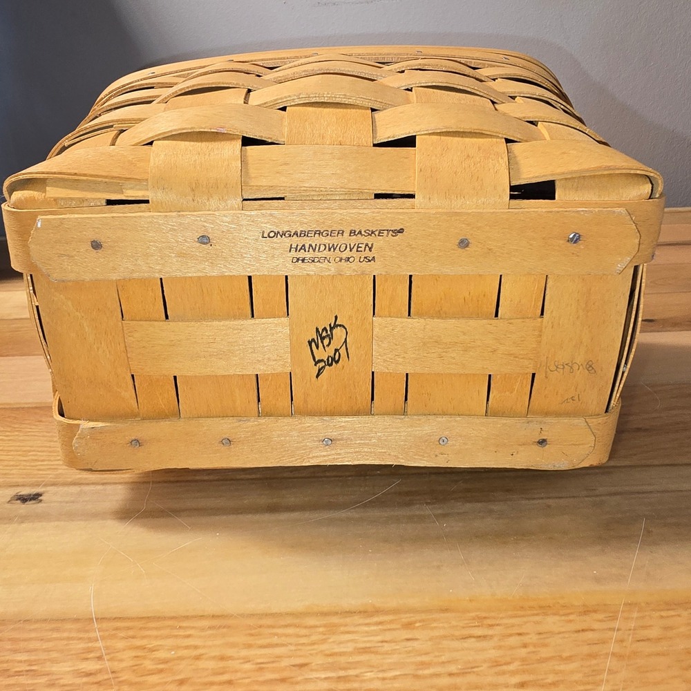Longaberger Handwoven Wood Basket Recipe Holder Lid and Liner 2001 Dresden Ohio - Picture 8 of 12